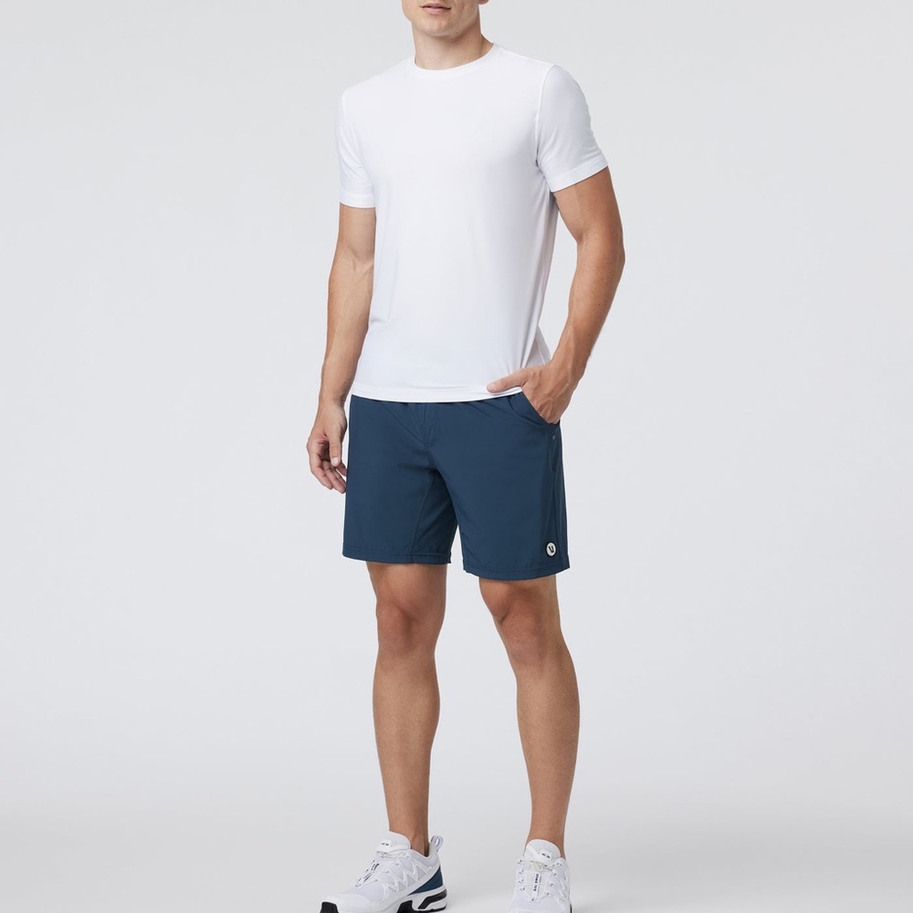 Vuori Kore Teal Drawstring Shorts with Black Waistband